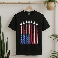 Patriotic Red White Blue Usa Flag Fighter Jets 4th Of July T-Shirt thumb 2