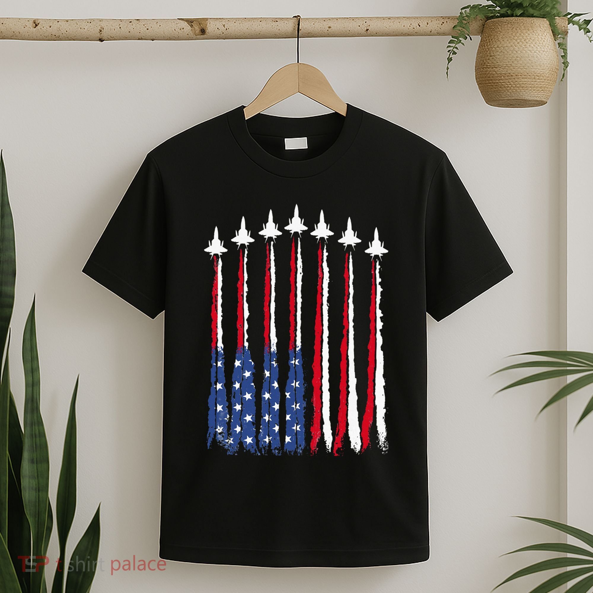 Patriotic Red White Blue Usa Flag Fighter Jets 4th Of July T-Shirt