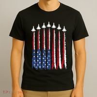 Patriotic Red White Blue Usa Flag Fighter Jets 4th Of July T-Shirt thumb 3