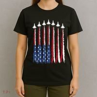 Patriotic Red White Blue Usa Flag Fighter Jets 4th Of July T-Shirt thumb 4