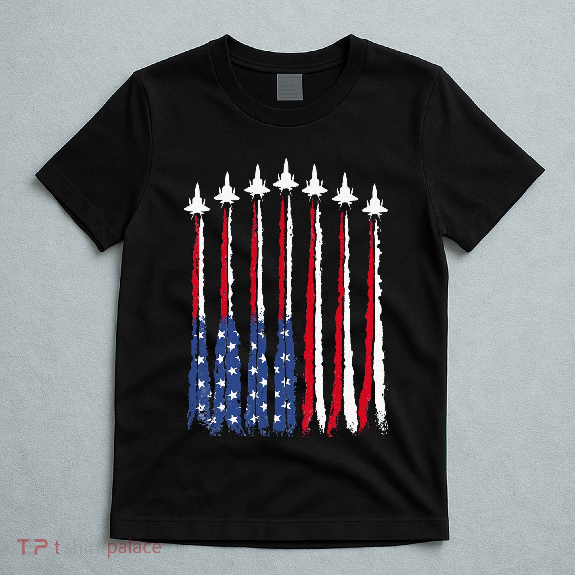 Patriotic Red White Blue Usa Flag Fighter Jets 4th Of July T-Shirt