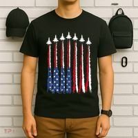 Patriotic Red White Blue Usa Flag Fighter Jets 4th Of July T-Shirt thumb 6