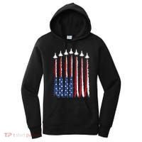 Patriotic Red White Blue Usa Flag Fighter Jets 4th Of July Women's Hoodie thumb 0