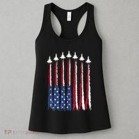 Patriotic Red White Blue Usa Flag Fighter Jets 4th Of July Women's Tank Top thumb 3