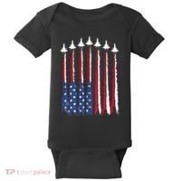 Patriotic Red White Blue Usa Flag Fighter Jets 4th Of July Baby Bodysuit thumb 0