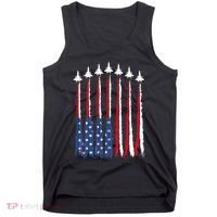 Patriotic Red White Blue Usa Flag Fighter Jets 4th Of July Tank Top thumb 0