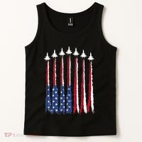 Patriotic Red White Blue Usa Flag Fighter Jets 4th Of July Tank Top thumb 2