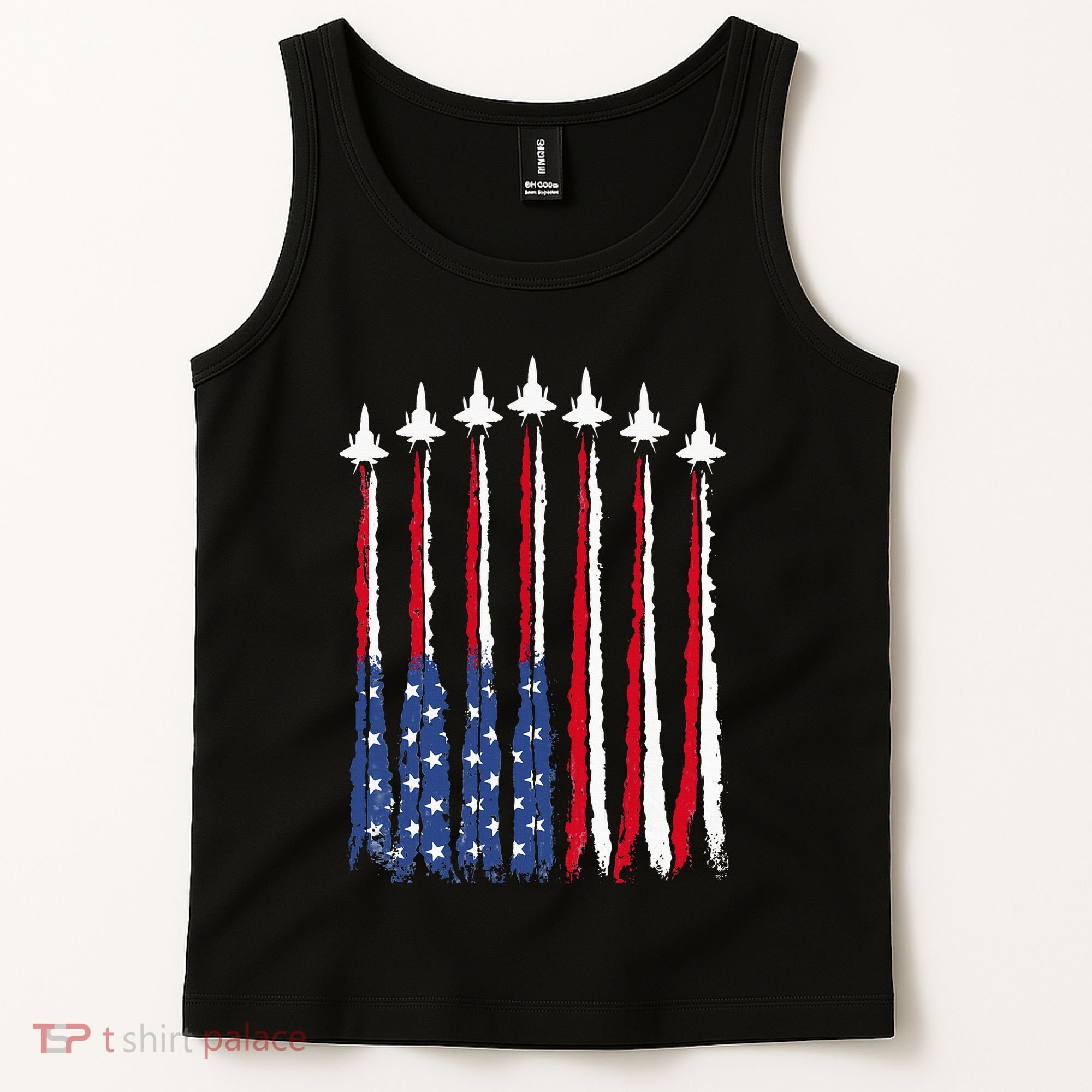 Patriotic Red White Blue Usa Flag Fighter Jets 4th Of July Tank Top