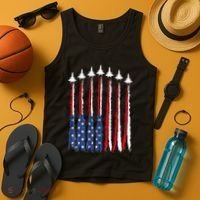 Patriotic Red White Blue Usa Flag Fighter Jets 4th Of July Tank Top thumb 4