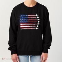 Patriotic Red White Blue Usa Flag Fighter Jets Veterans Day Women's Sweatshirt thumb 0
