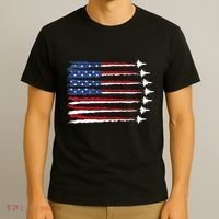 Patriotic Red White Blue Usa Flag Fighter Jets Veterans Day T-Shirt thumb 3