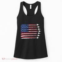 Patriotic Red White Blue Usa Flag Fighter Jets Veterans Day Women's Tank Top thumb 0