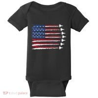 Patriotic Red White Blue Usa Flag Fighter Jets Veterans Day Baby Bodysuit thumb 0