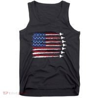 Patriotic Red White Blue Usa Flag Fighter Jets Veterans Day Tank Top thumb 0