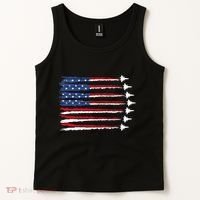 Patriotic Red White Blue Usa Flag Fighter Jets Veterans Day Tank Top thumb 2