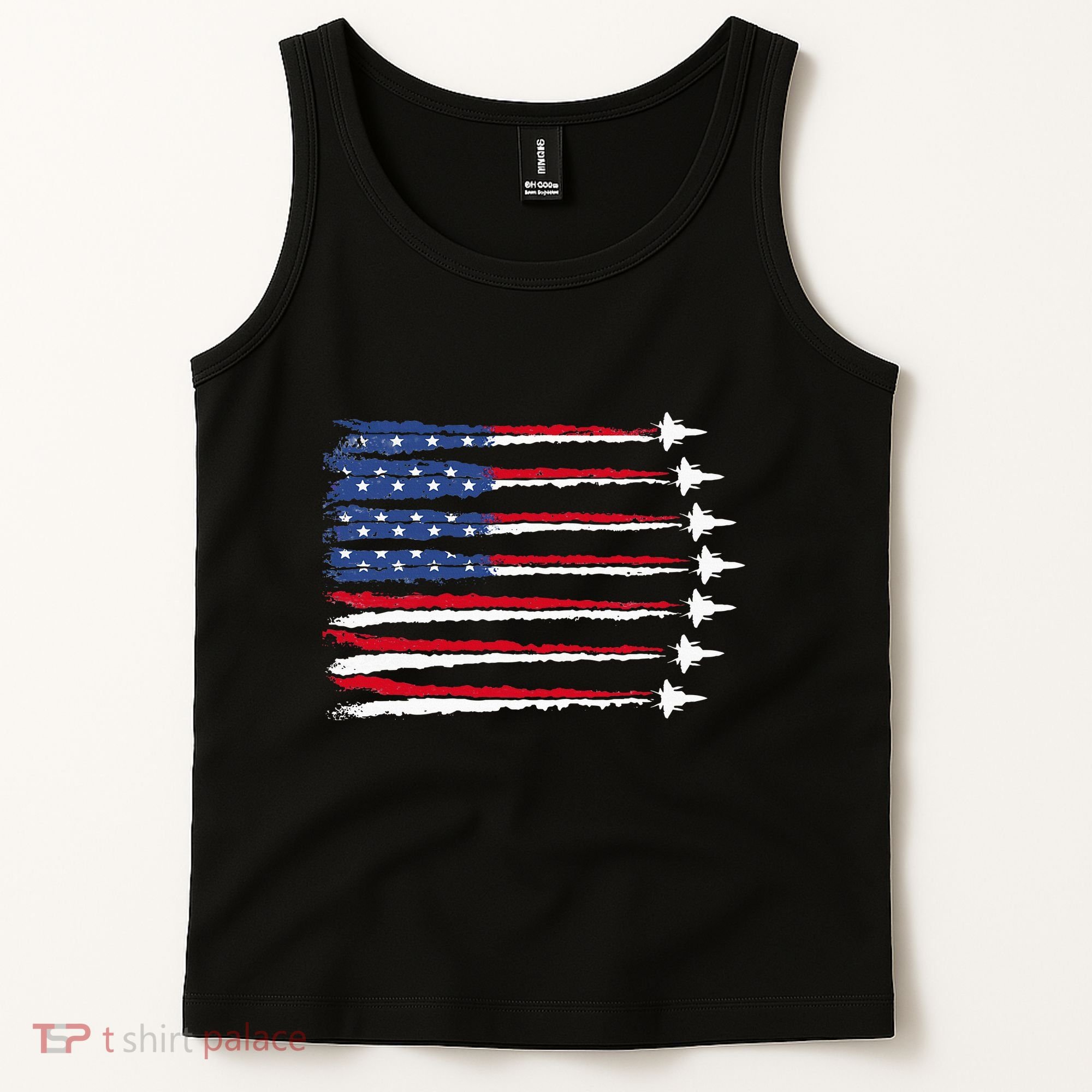 Patriotic Red White Blue Usa Flag Fighter Jets Veterans Day Tank Top