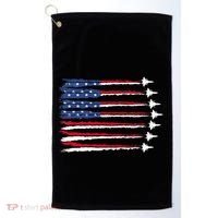 Patriotic Red White Blue Usa Flag Fighter Jets Veterans Day Golf Towel thumb 0