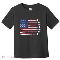 Patriotic Red White Blue Usa Flag Fighter Jets Veterans Day Toddler T-Shirt thumb 0