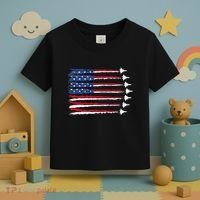 Patriotic Red White Blue Usa Flag Fighter Jets Veterans Day Toddler T-Shirt thumb 3
