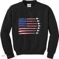 Patriotic Red White Blue Usa Flag Fighter Jets Veterans Day Kids Sweatshirt thumb 0