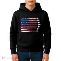 Patriotic Red White Blue Usa Flag Fighter Jets Veterans Day Kids Hoodie thumb 4