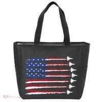 Patriotic Red White Blue Usa Flag Fighter Jets Veterans Day Tote Bag thumb 0