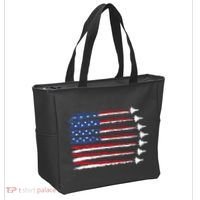 Patriotic Red White Blue Usa Flag Fighter Jets Veterans Day Tote Bag thumb 2