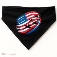 Patriotic Red White Blue USA Flag Fighter Jets 4th Of July USA-Made Doggie Bandana thumb 0