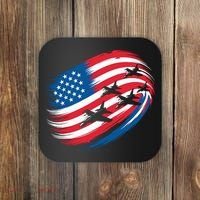 Patriotic Red White Blue USA Flag Fighter Jets 4th Of July Coaster thumb 0