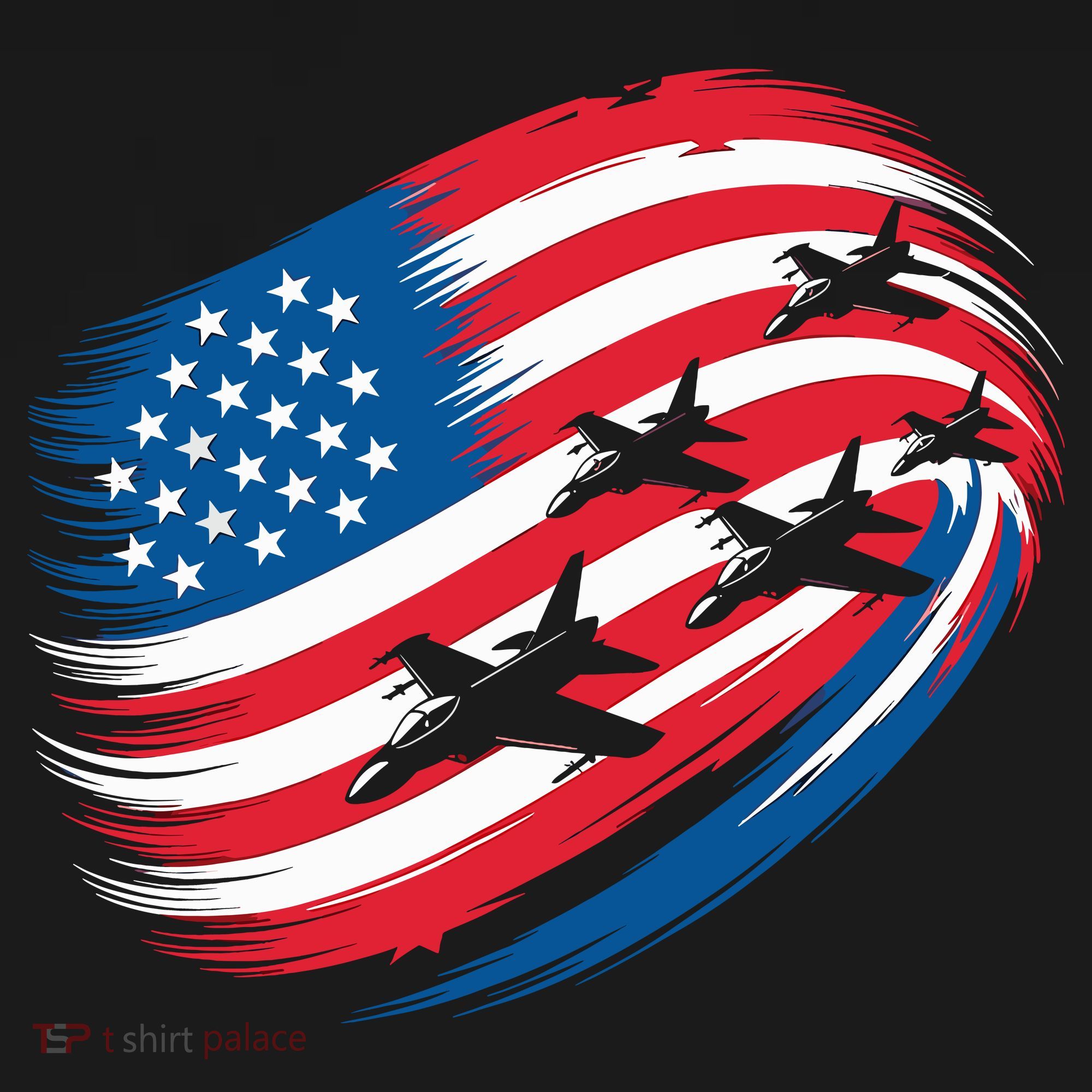 Patriotic Red White Blue USA Flag Fighter Jets 4th Of July Polo