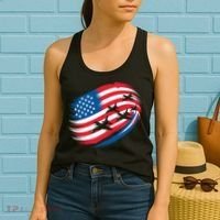 Patriotic Red White Blue USA Flag Fighter Jets 4th Of July Women's Tank Top thumb 2