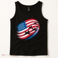 Patriotic Red White Blue USA Flag Fighter Jets 4th Of July Tank Top thumb 2