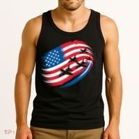 Patriotic Red White Blue USA Flag Fighter Jets 4th Of July Tank Top thumb 3