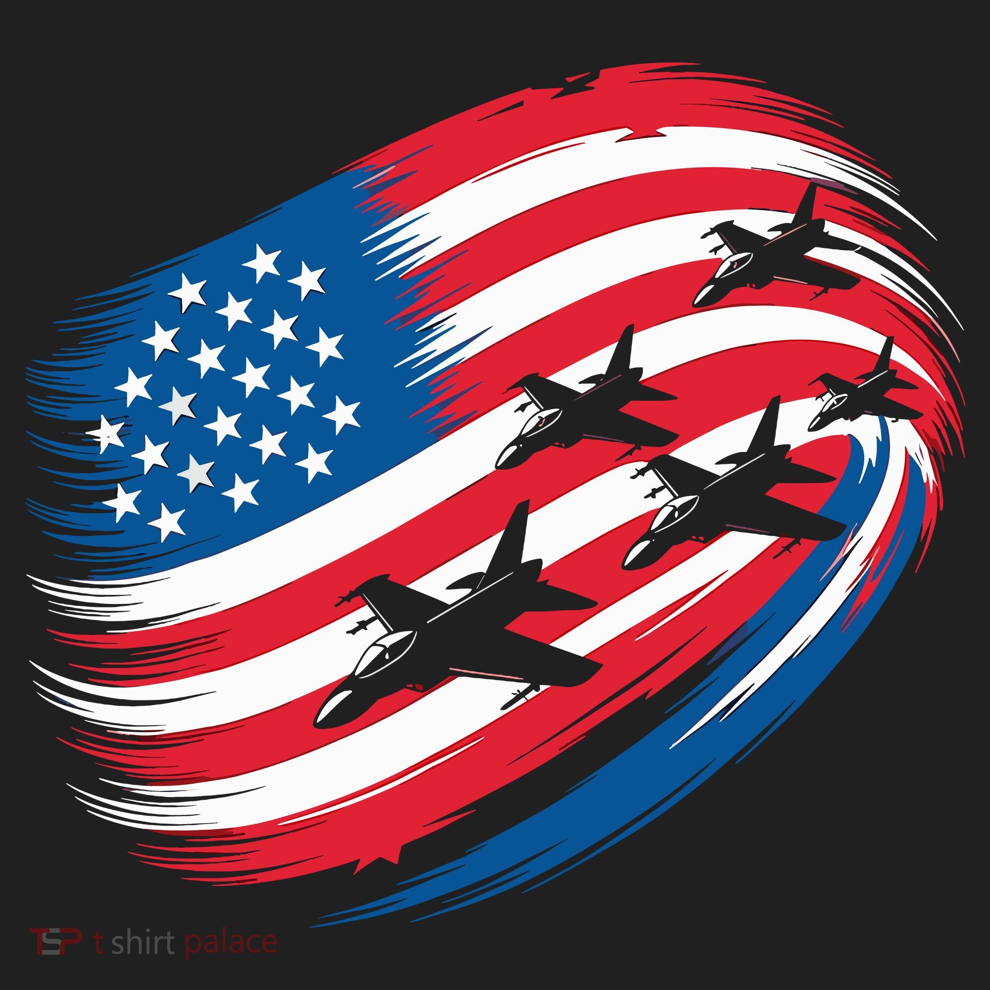 Patriotic Red White Blue USA Flag Fighter Jets 4th Of July Golf Towel