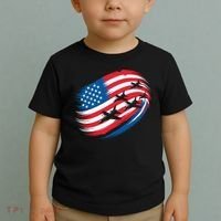 Patriotic Red White Blue USA Flag Fighter Jets 4th Of July Toddler T-Shirt thumb 2