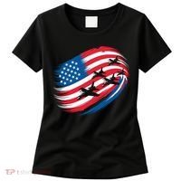 Patriotic Red White Blue USA Flag Fighter Jets 4th Of July Women's T-Shirt thumb 0