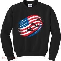 Patriotic Red White Blue USA Flag Fighter Jets 4th Of July Kids Sweatshirt thumb 0