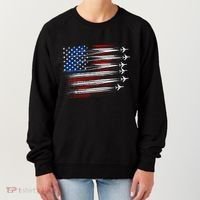 Patriotic Red White Blue Usa Flag Fighter Jets Women's Sweatshirt thumb 0