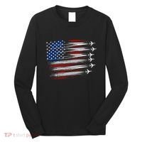 Patriotic Red White Blue Usa Flag Fighter Jets Long Sleeve Shirt thumb 0