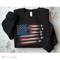 Patriotic Red White Blue Usa Flag Fighter Jets Sweatshirt thumb 2