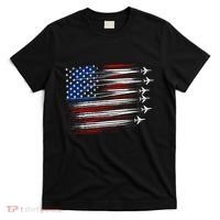Patriotic Red White Blue Usa Flag Fighter Jets T-Shirt thumb 0