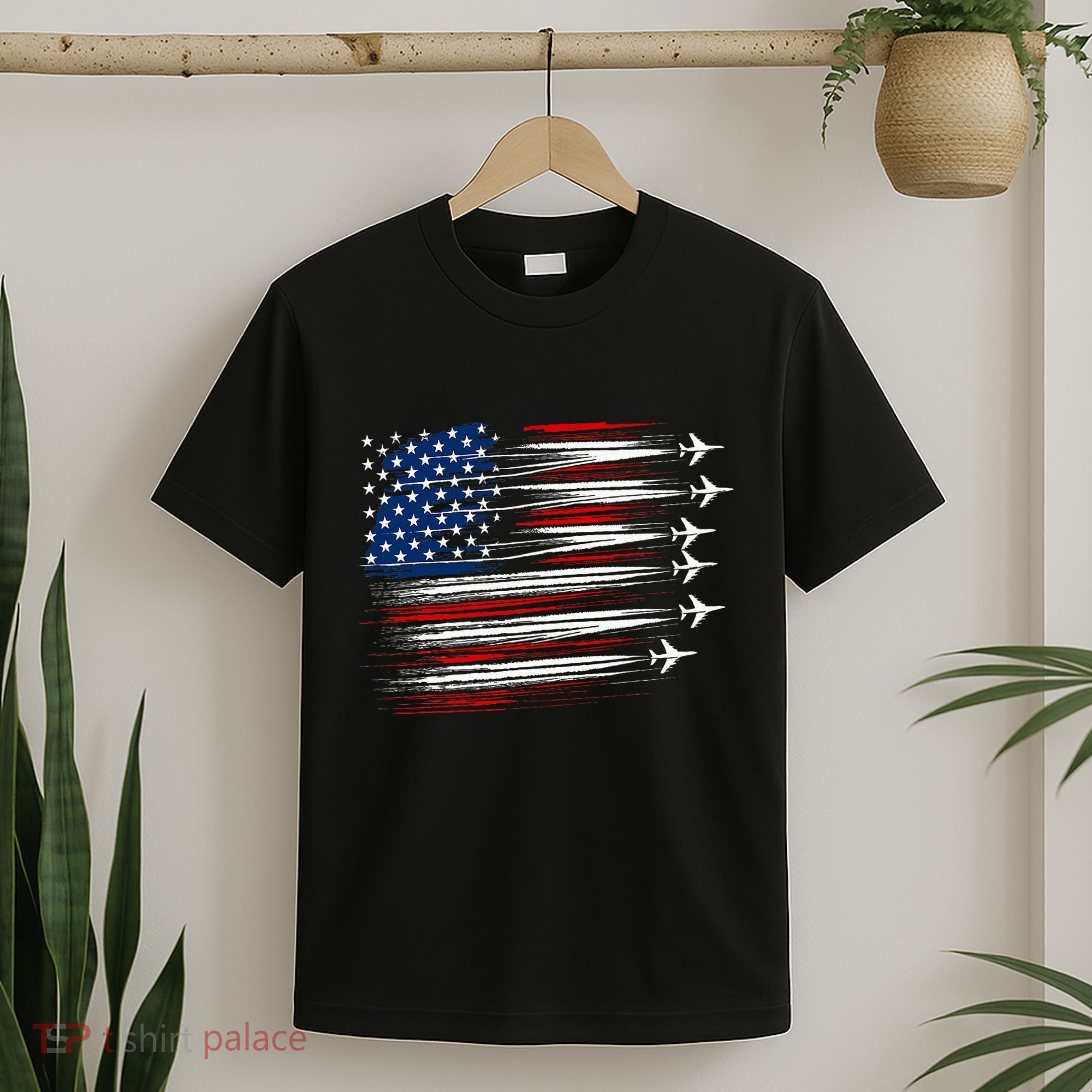 Patriotic Red White Blue Usa Flag Fighter Jets T-Shirt