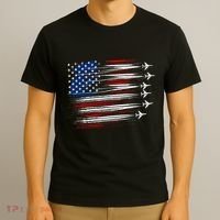 Patriotic Red White Blue Usa Flag Fighter Jets T-Shirt thumb 3