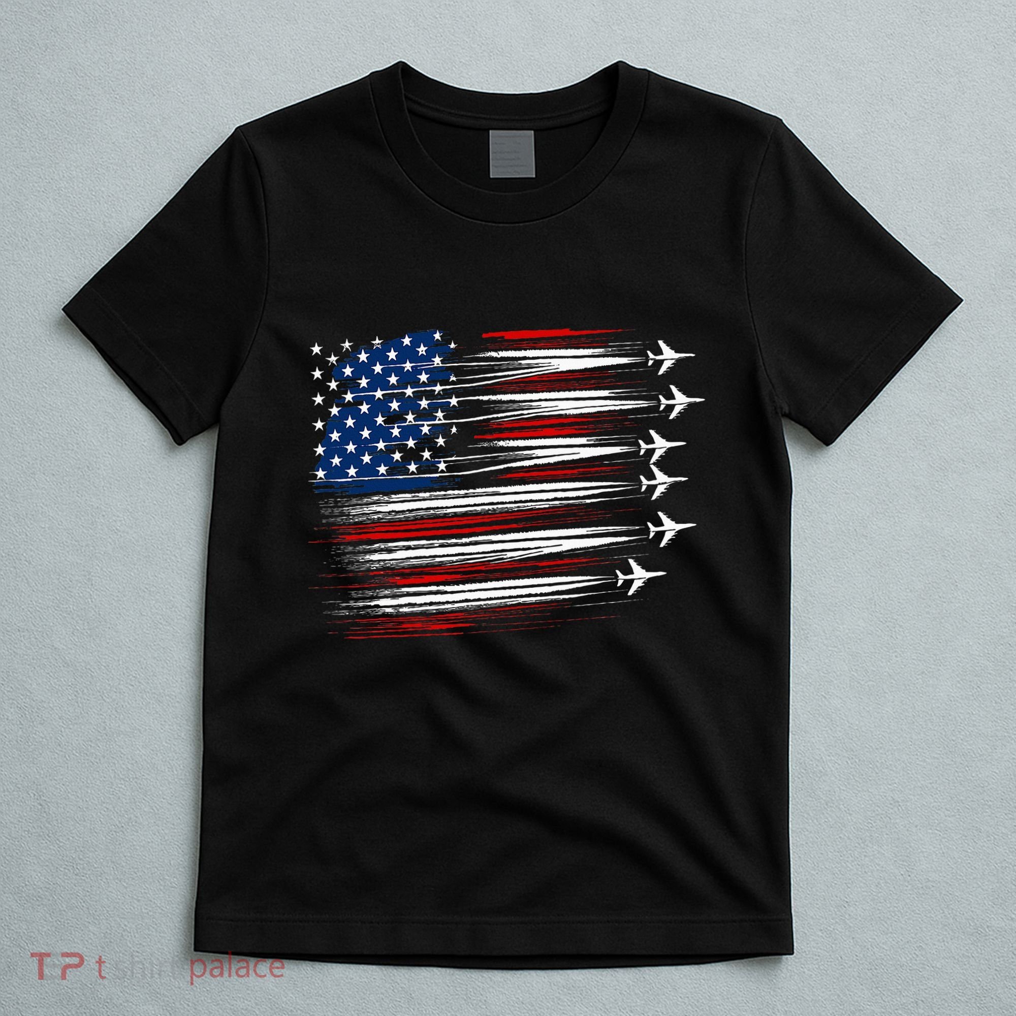 Patriotic Red White Blue Usa Flag Fighter Jets T-Shirt