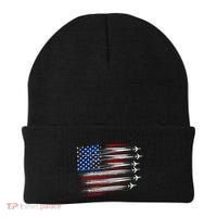 Patriotic Red White Blue Usa Flag Fighter Jets Beanie thumb 0