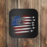 Patriotic Red White Blue Usa Flag Fighter Jets Coaster thumb 0