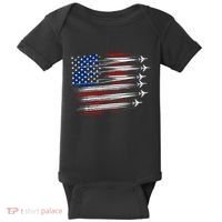 Patriotic Red White Blue Usa Flag Fighter Jets Baby Bodysuit thumb 0
