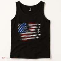 Patriotic Red White Blue Usa Flag Fighter Jets Tank Top thumb 2