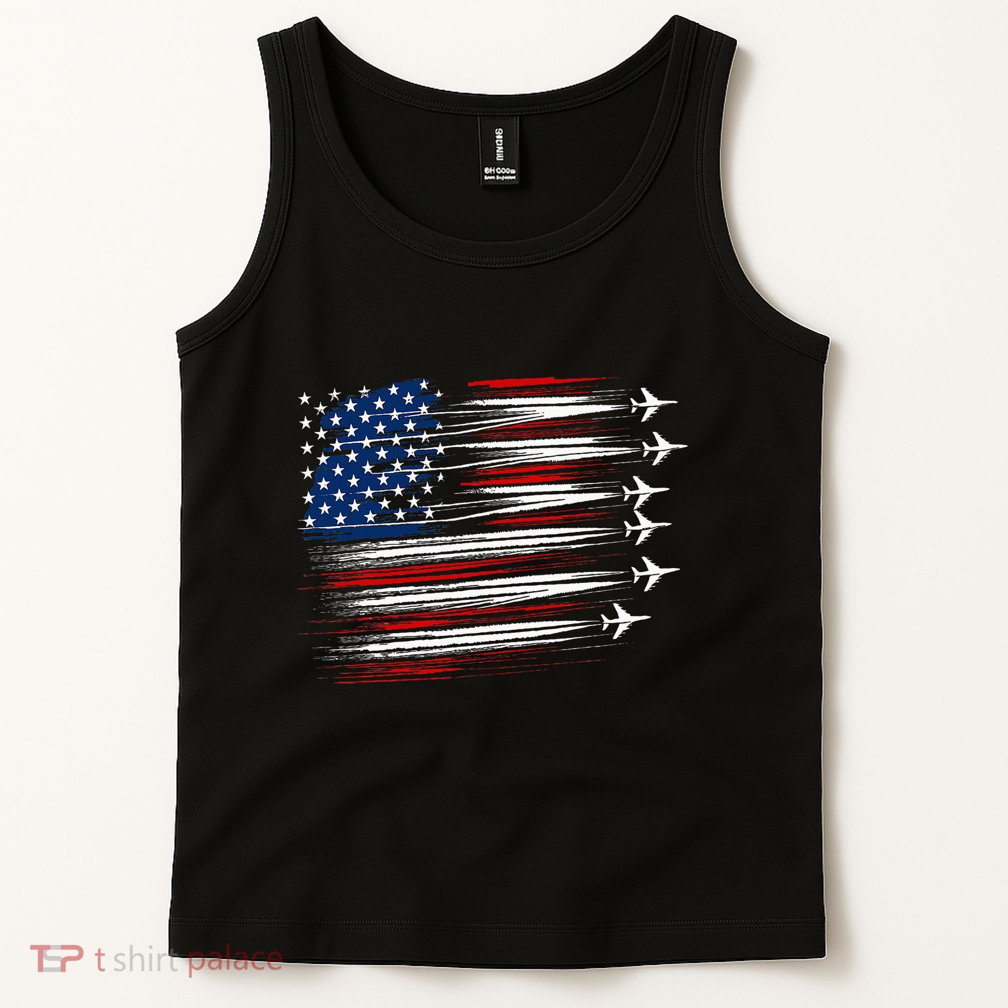 Patriotic Red White Blue Usa Flag Fighter Jets Tank Top