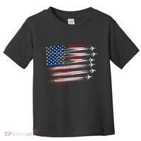Patriotic Red White Blue Usa Flag Fighter Jets Toddler T-Shirt thumb 0
